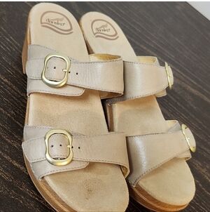 Dansko Women Leather Straps Heels Platform shoes Sandals sz 41 US 10.5 Chunky